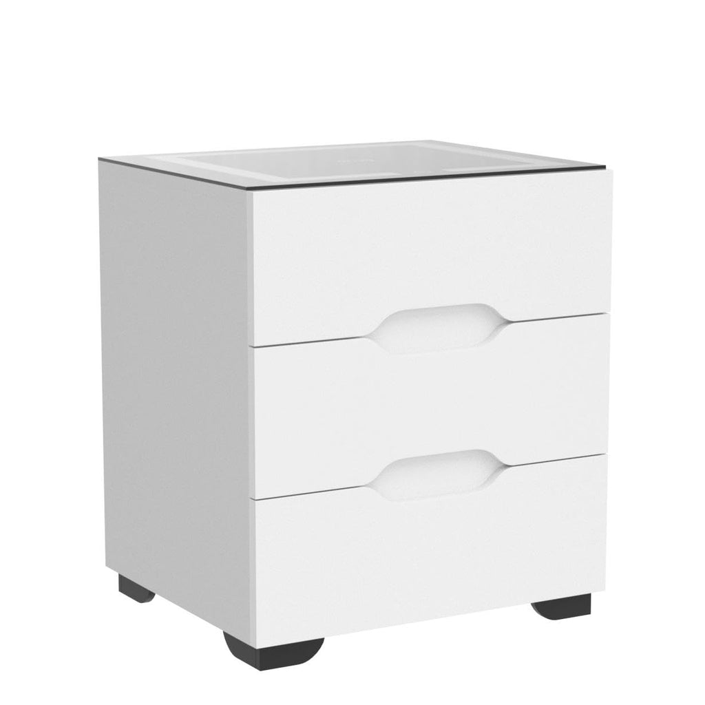 White Smart Nightstand with Wireless Charging Station and 3 Drawers F2317