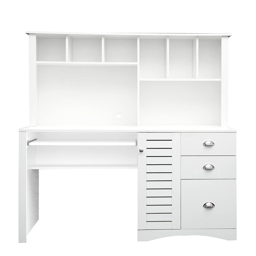 White Computer Desk with Hutch L538