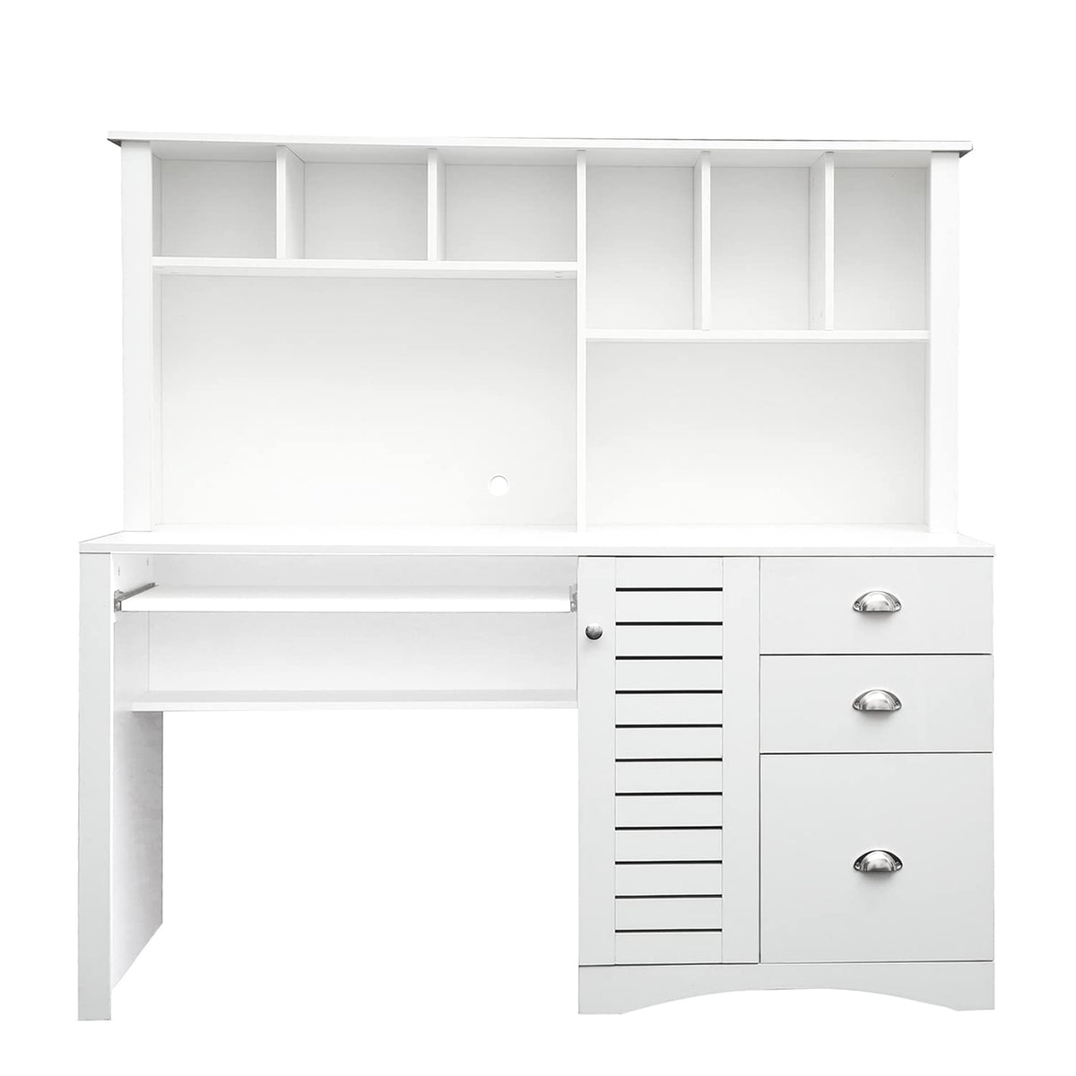 White Computer Desk with Hutch L538
