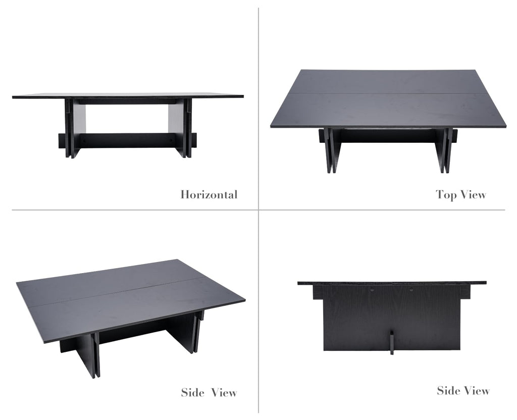48" Rustic Wood Coffee Table with Geometric Base O51076