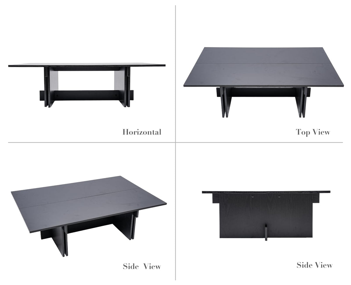 48" Rustic Wood Coffee Table with Geometric Base O51076