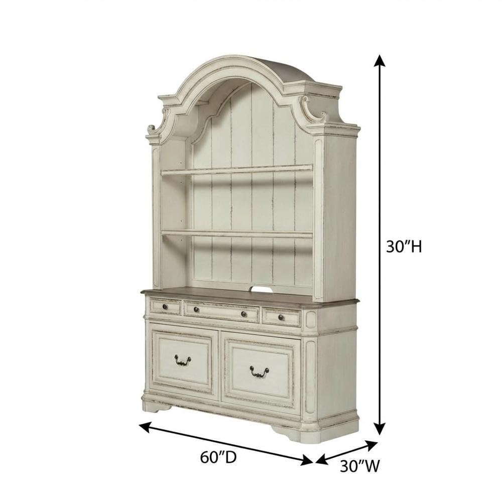 Antique White 3 Piece Desk and Hutch Set C819449