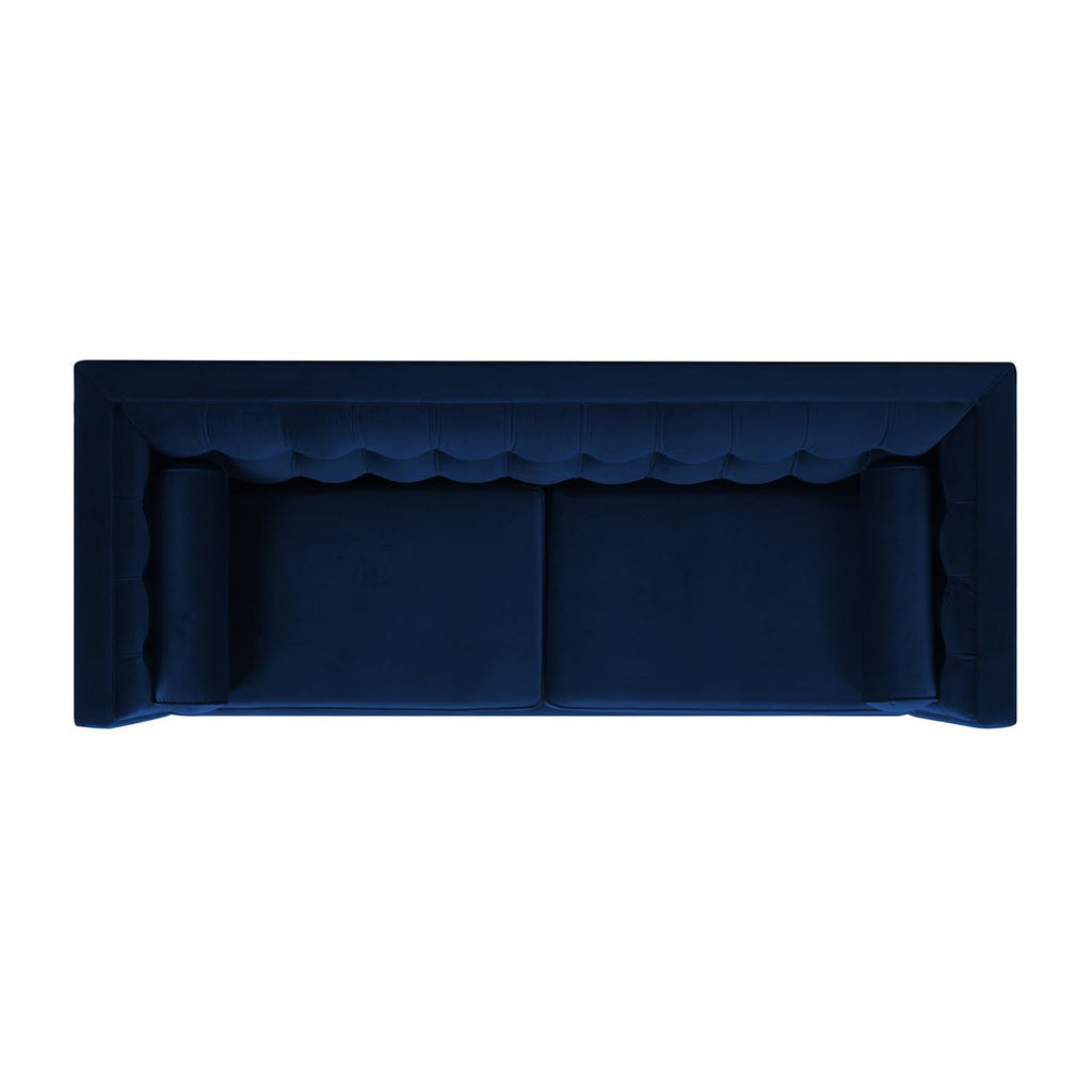 84" Navy Blue Tufted Velvet Sofa X336