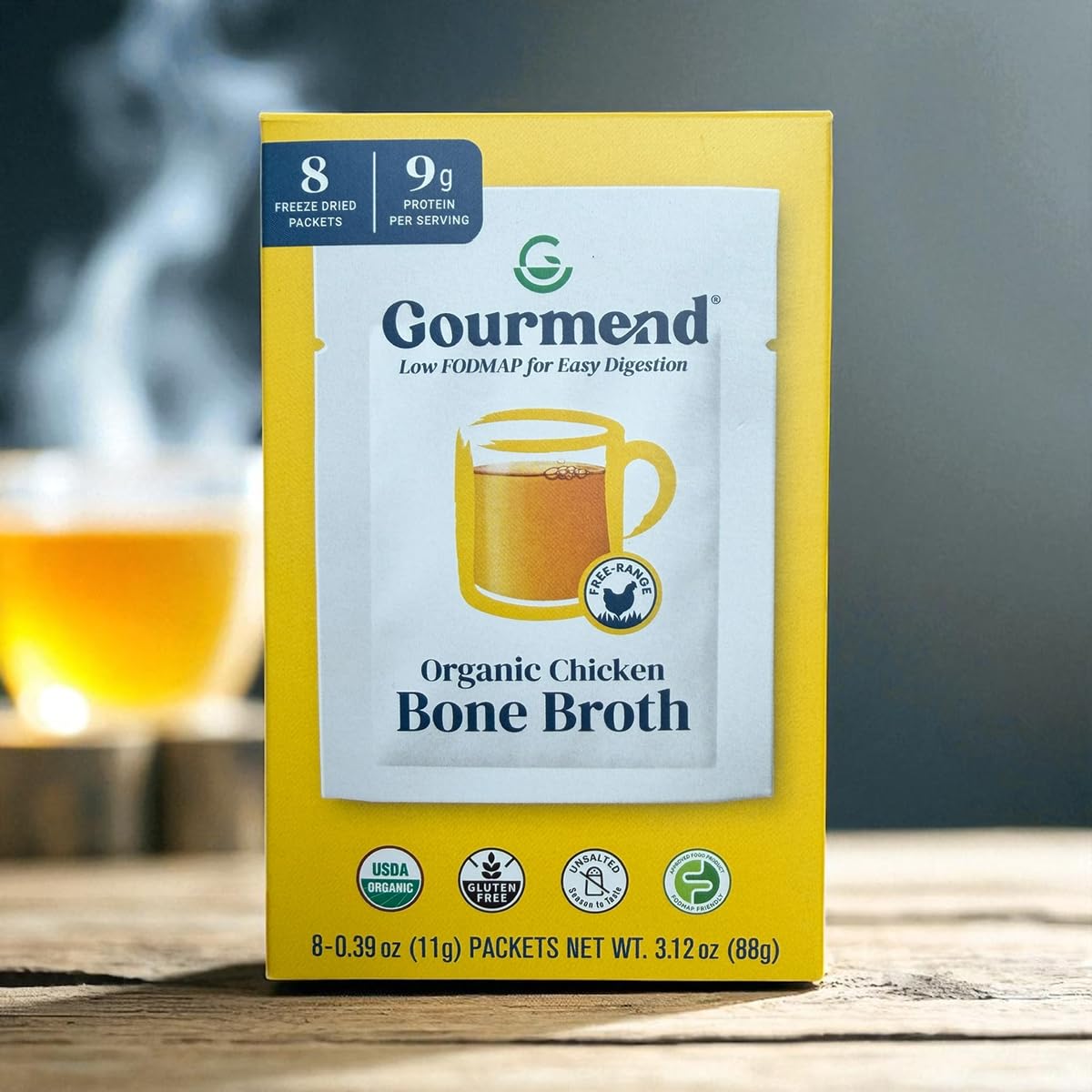 Organic Freeze Dried Chicken Bone Broth Powder 8 Single Serve Packets I121