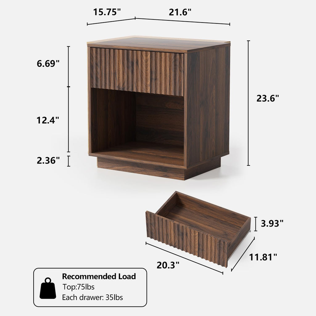 22" Fluted Nightstand Set of 2 S57994