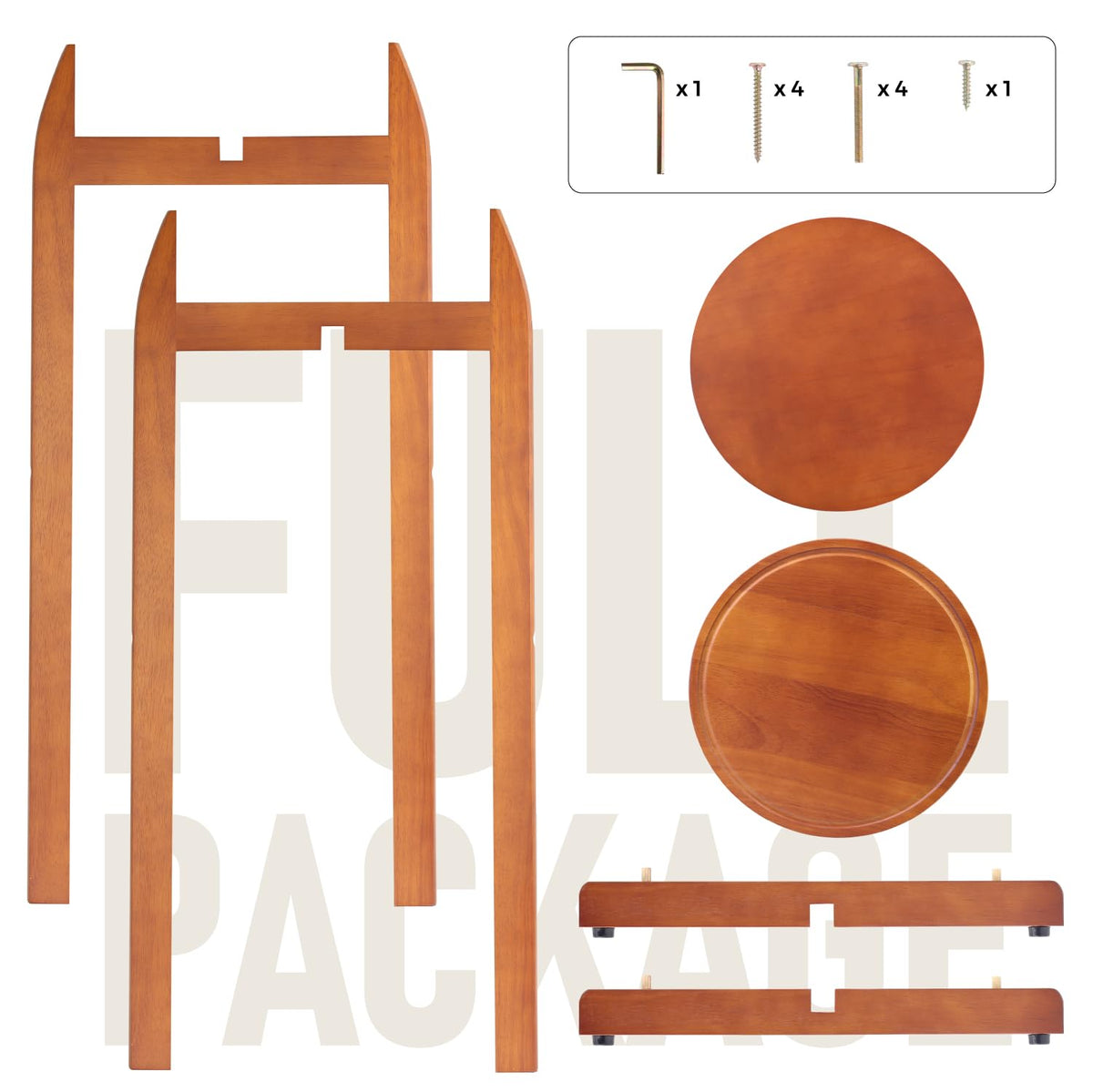 Solid Wood Water Dispenser Floor Stand with 2 Round Shelfs S398528