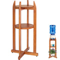 Solid Wood Water Dispenser Floor Stand with 2 Round Shelfs S398528