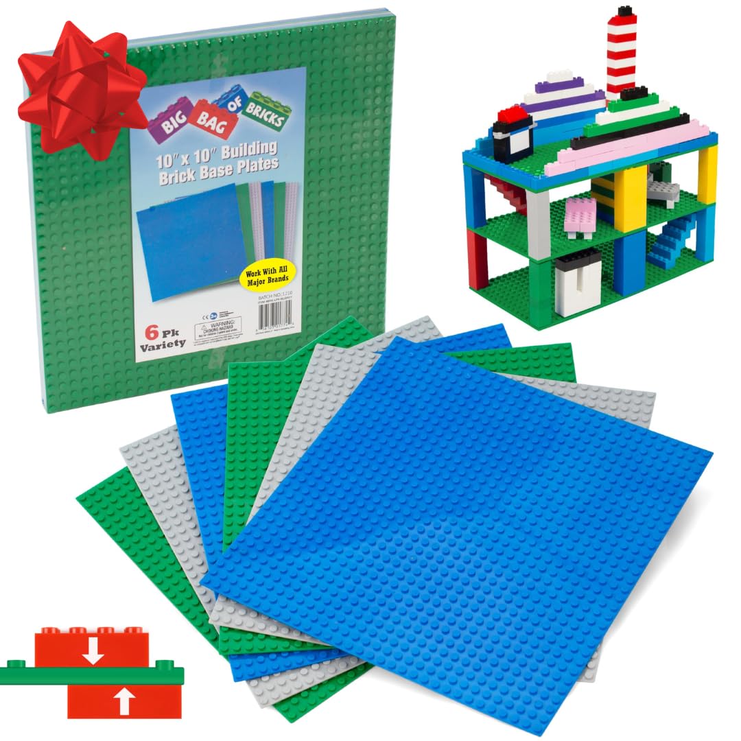 Green Blue White 10x10" Building Bricks Baseplates 4 Pack B8448