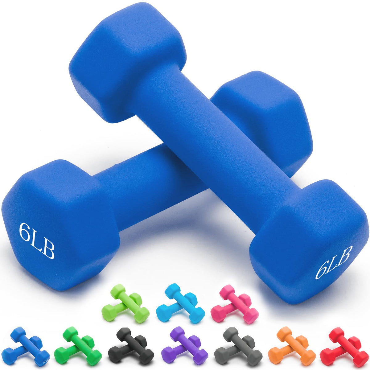 Neoprene Dumbbells Set, 1-15 LB, Hex Shape F5363