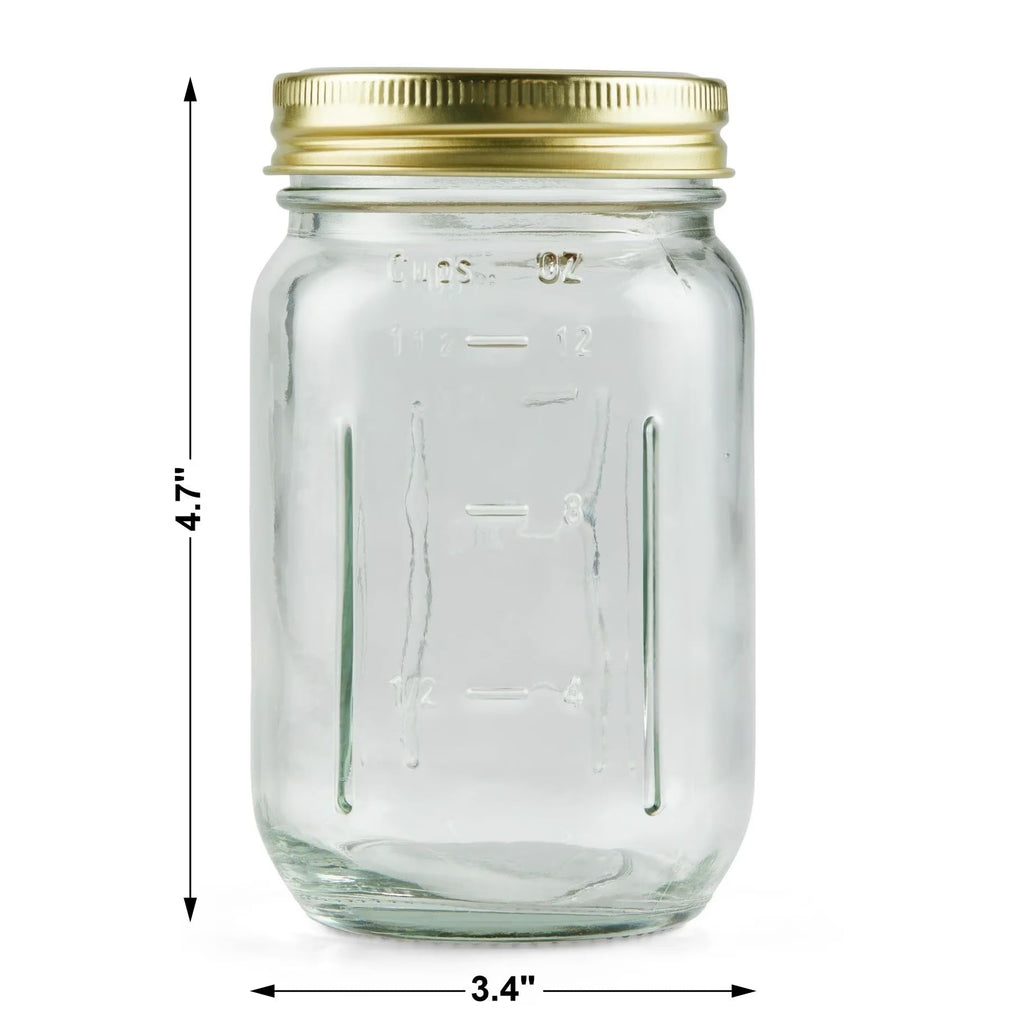 16 oz Regular Mouth Glass Canning Jars with Lids and Rings, 12-Pack O648355