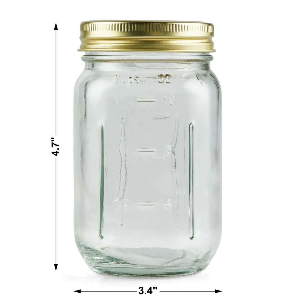 16 oz Regular Mouth Glass Canning Jars with Lids and Rings, 12-Pack O648355