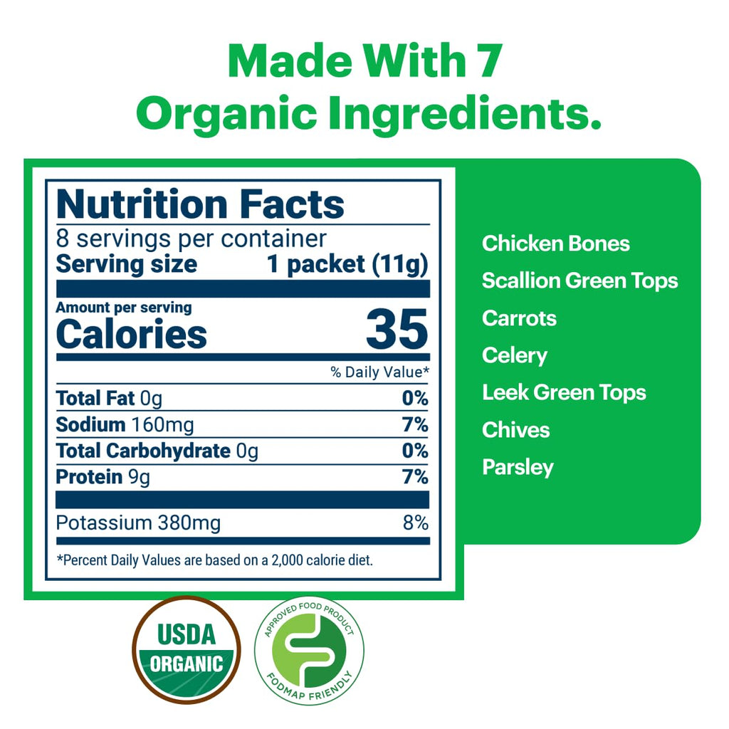 Organic Freeze Dried Chicken Bone Broth Powder 8 Single Serve Packets I121
