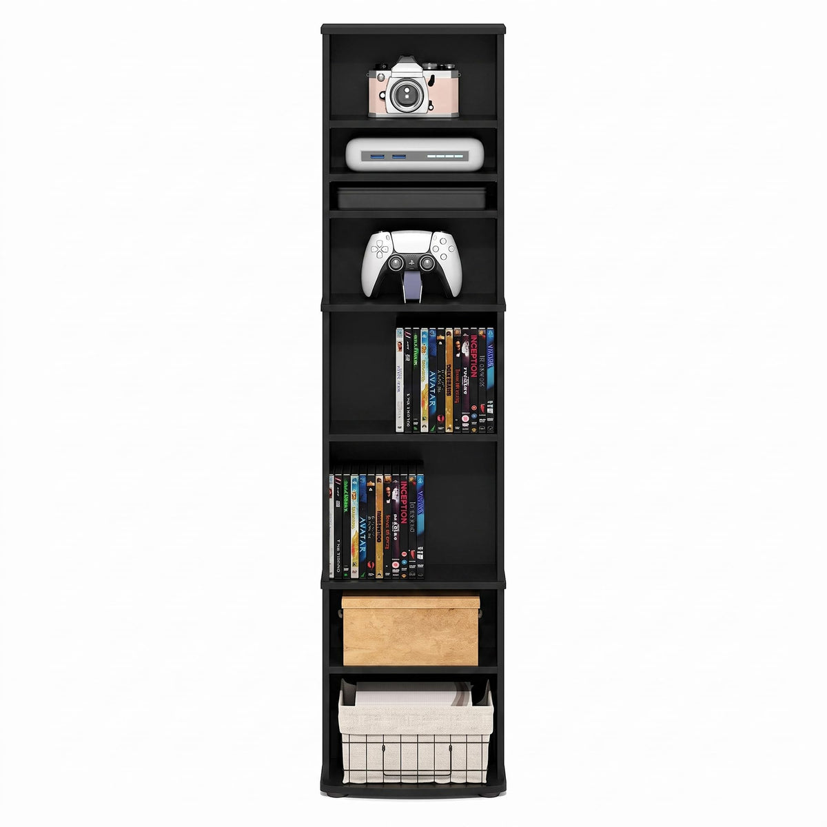 8-Tier Espresso Media Shelf with Adjustable Shelves D253794