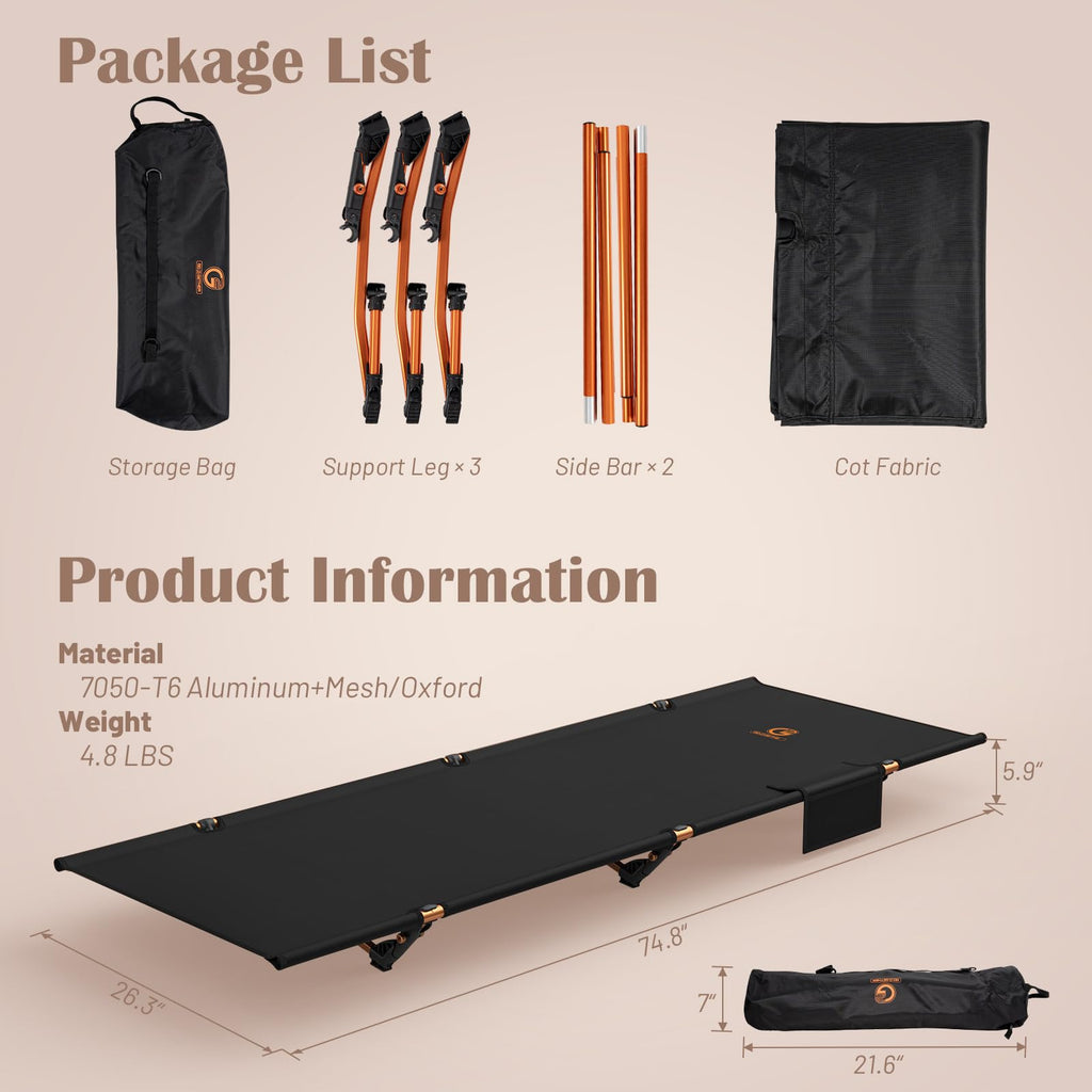 Foldable Camping Cot with Storage Bag X505