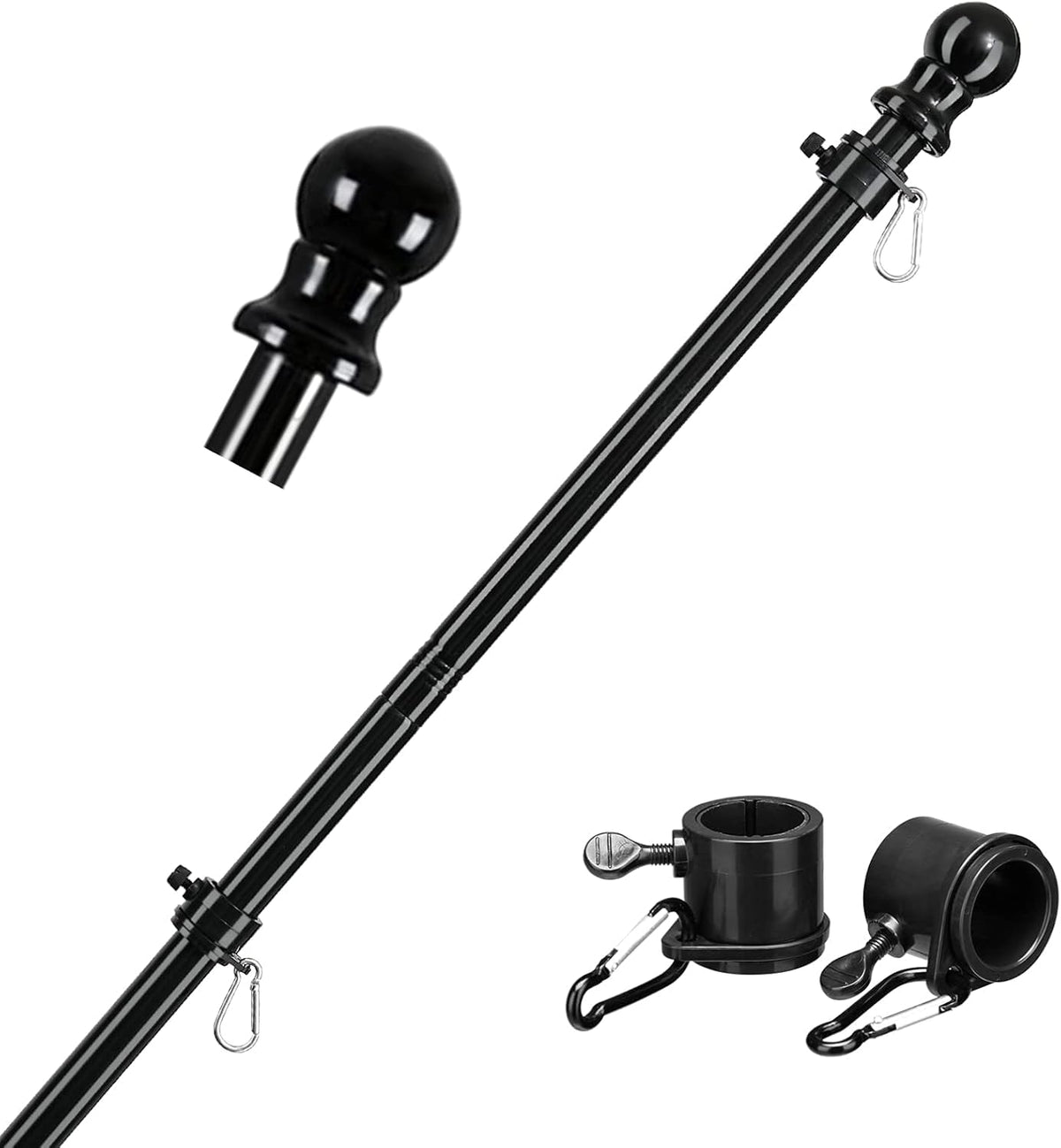 Black 5ft Tangle Free Metal Flag Pole W672716