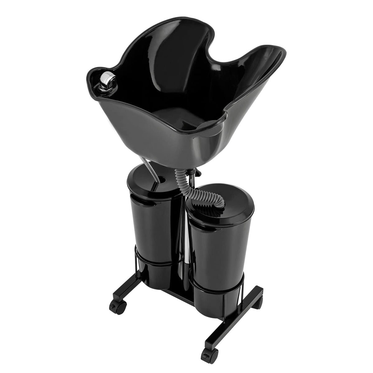 Portable Mobile Shampoo Bowl with Electric Pump, 2 Bucket, Drain Hoses, Height-Adjustable W361570