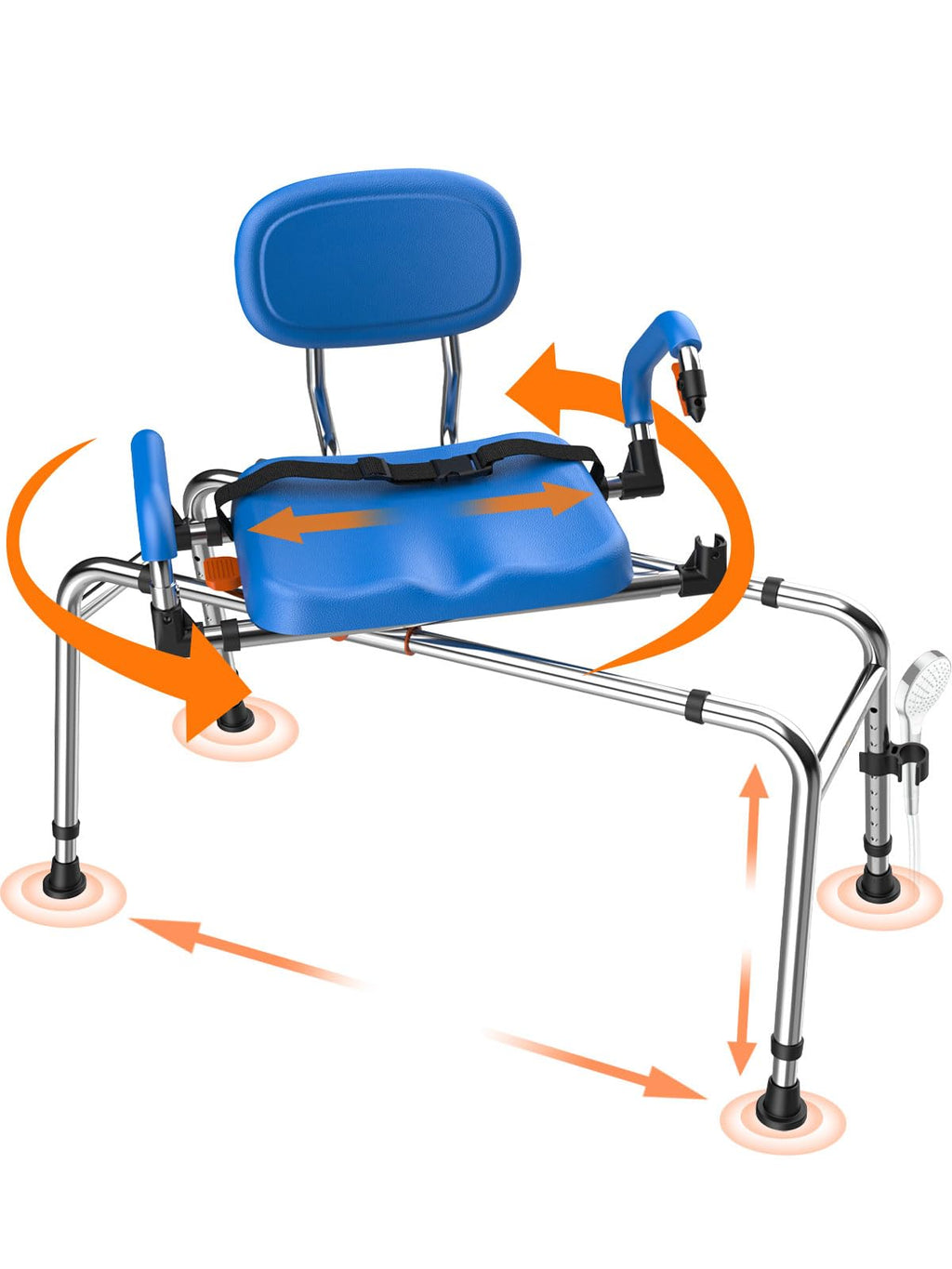 Sliding Shower Chair with 360° Swivel Seat and Adjustable Height S361
