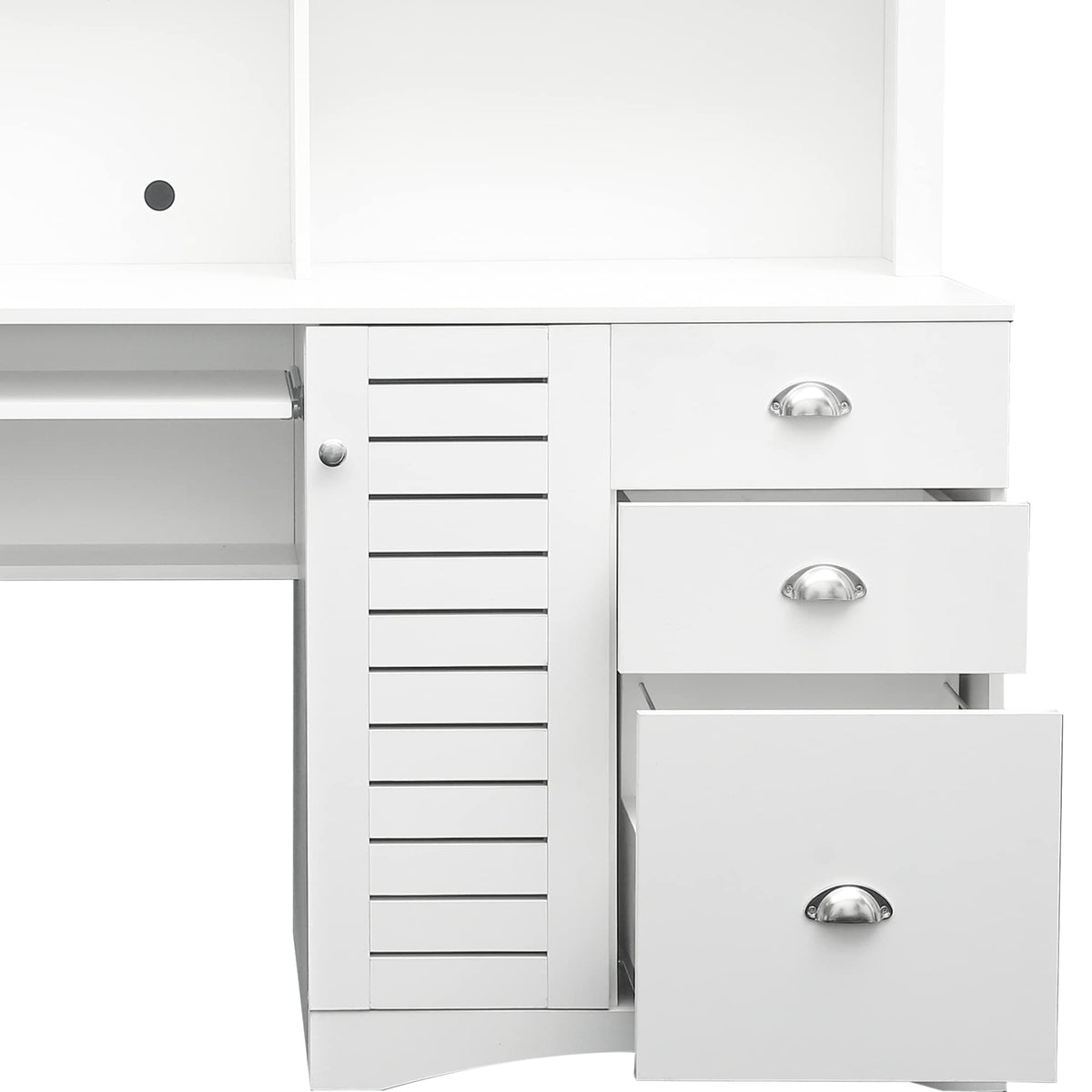 White Computer Desk with Hutch L538