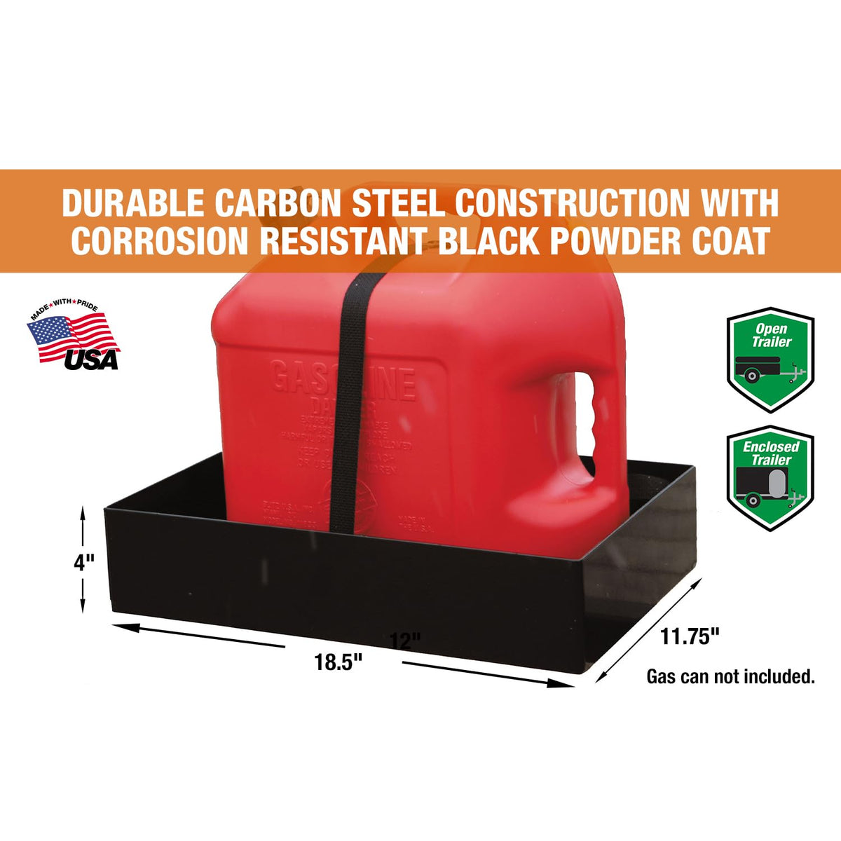 Carbon Steel Gas Container Rack with Nylon Strap, Black I3751