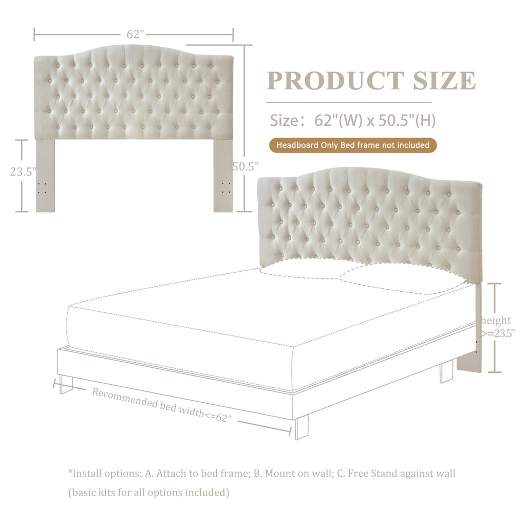 Linen Queen Size Upholstered Headboard C816827