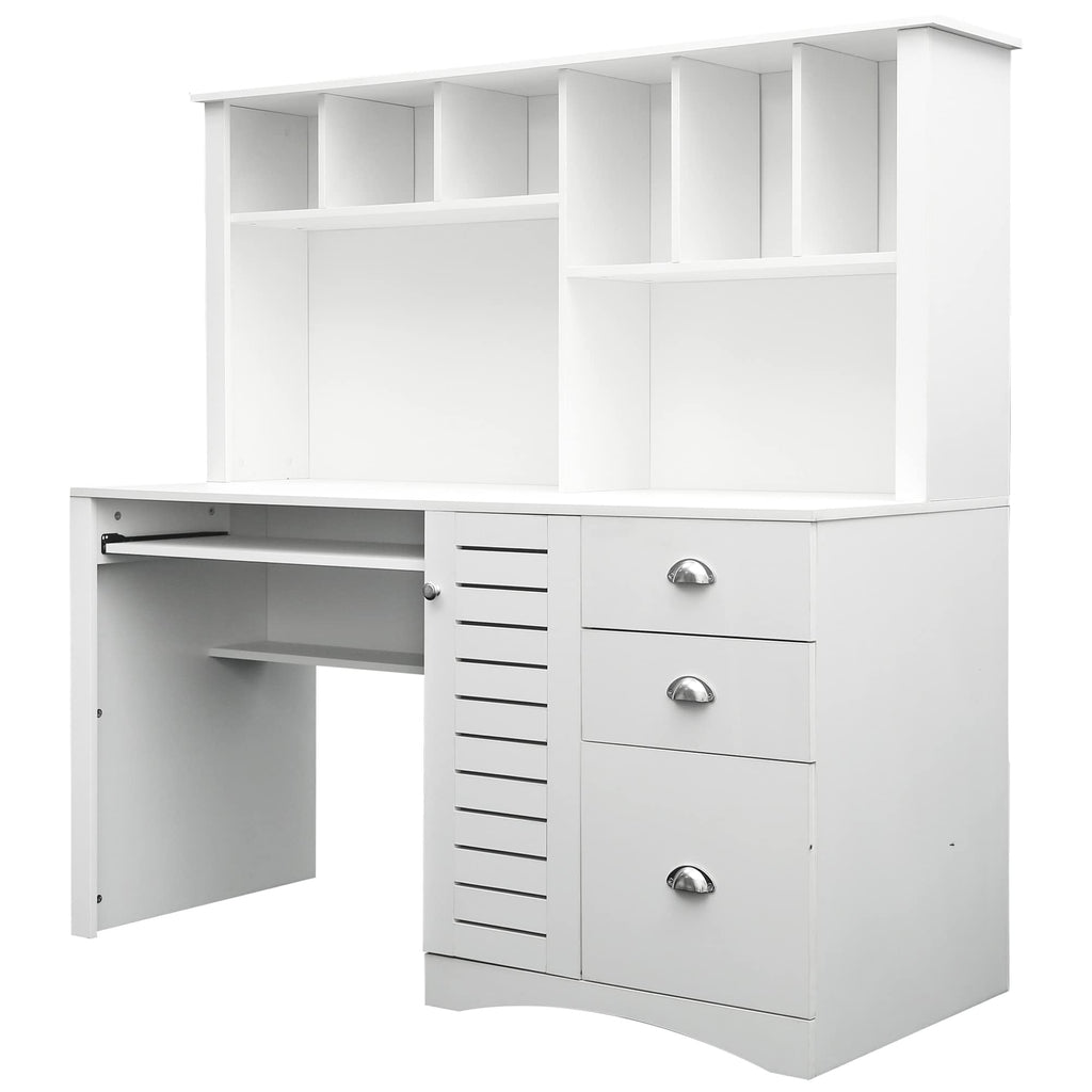 White Computer Desk with Hutch L538