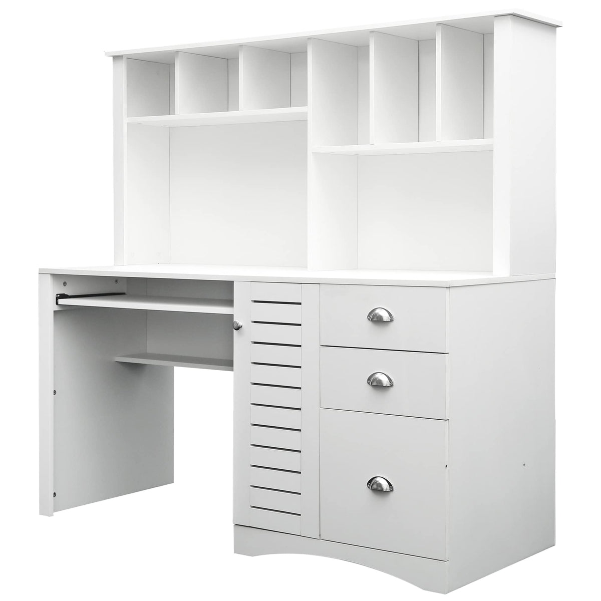 White Computer Desk with Hutch L538