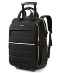 Black Rolling Puffer Backpack with Wheels W100849