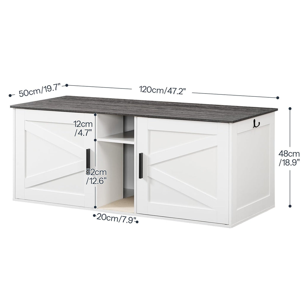 White and Charcoal Gray Cat Litter Box Enclosure J2734