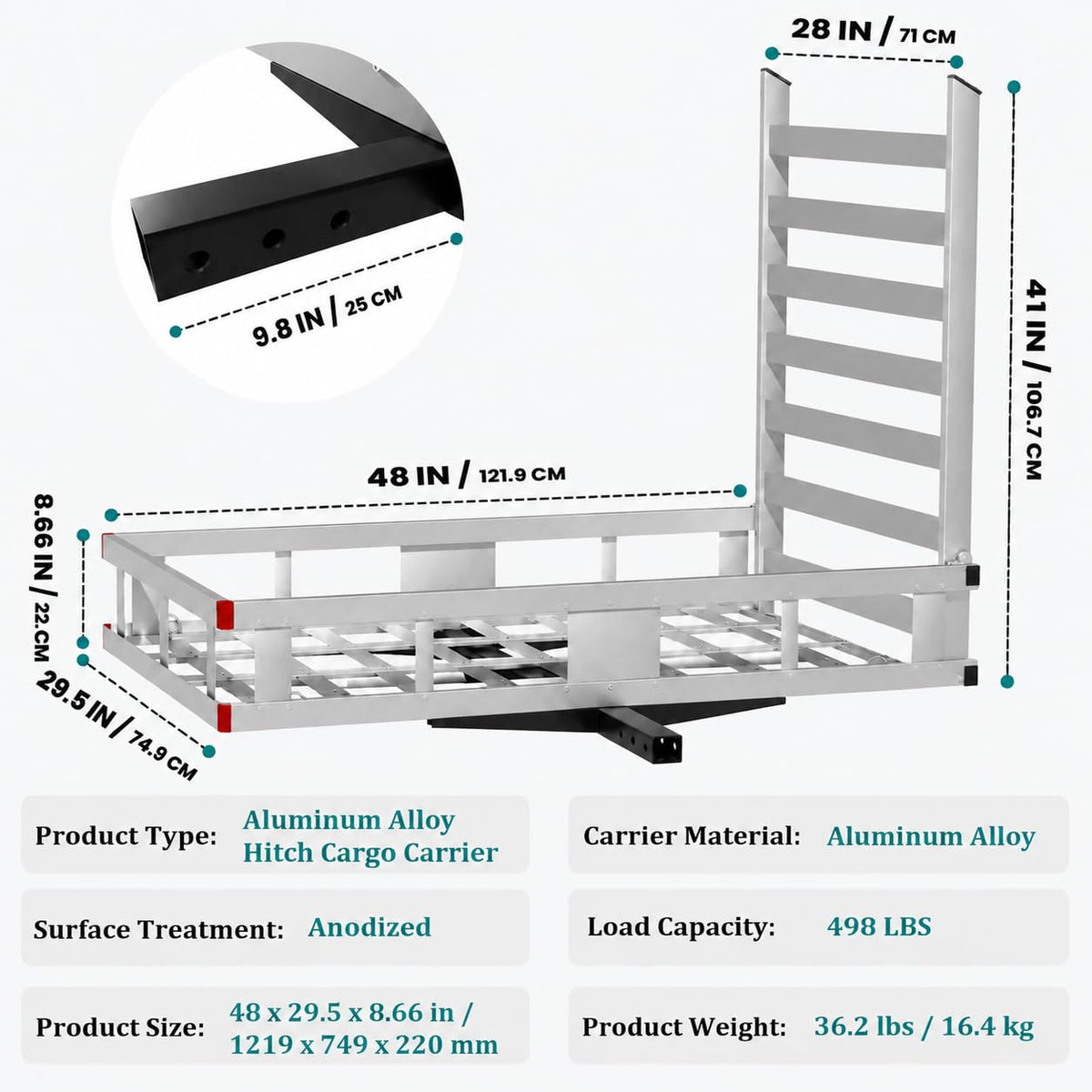 Aluminum Hitch Cargo Carrier with Ramp V27783