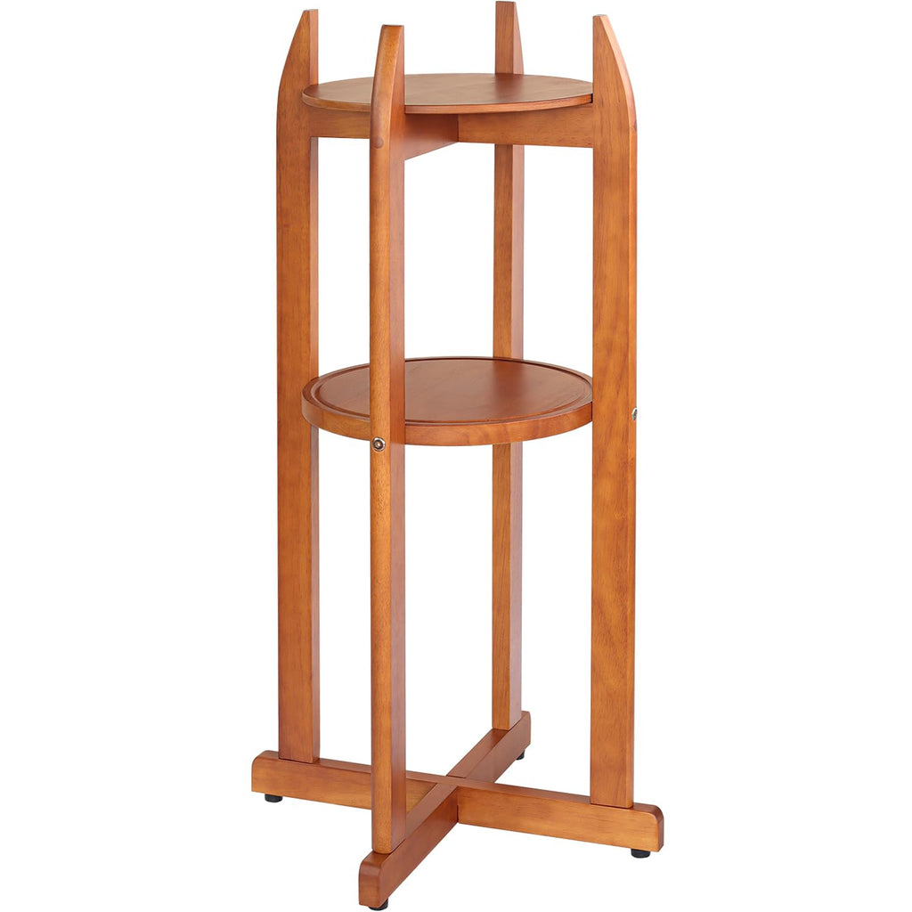 Solid Wood Water Dispenser Floor Stand with 2 Round Shelfs S398528