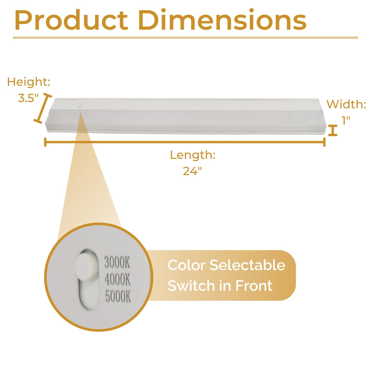 24-Inch LED Under Cabinet Light, Dimmable Color Selectable, 11W, White G193964