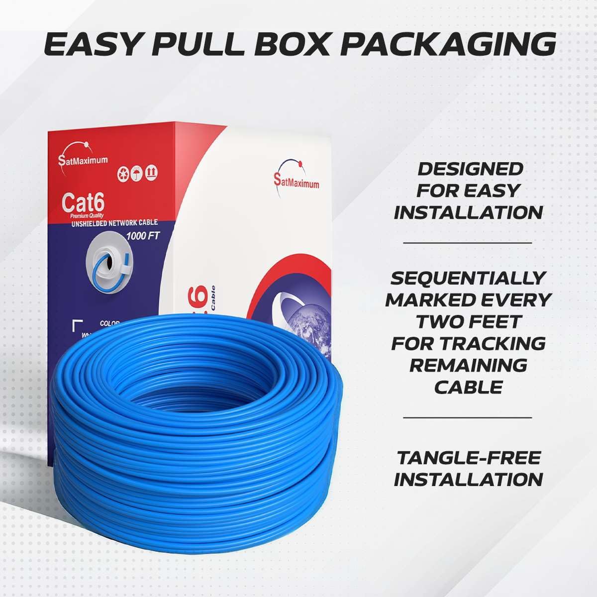 CAT6 Cable 1000ft Solid Ethernet LAN UTP Cable 23AWG 550Mhz RJ45 CCA Wire Blue I49837