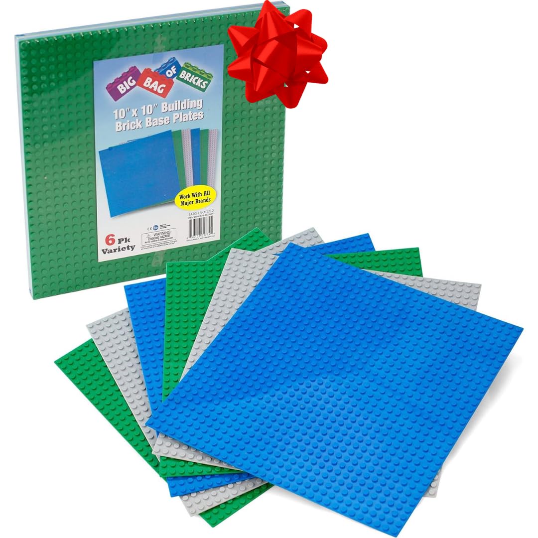 Green Blue White 10x10" Building Bricks Baseplates 4 Pack B8448
