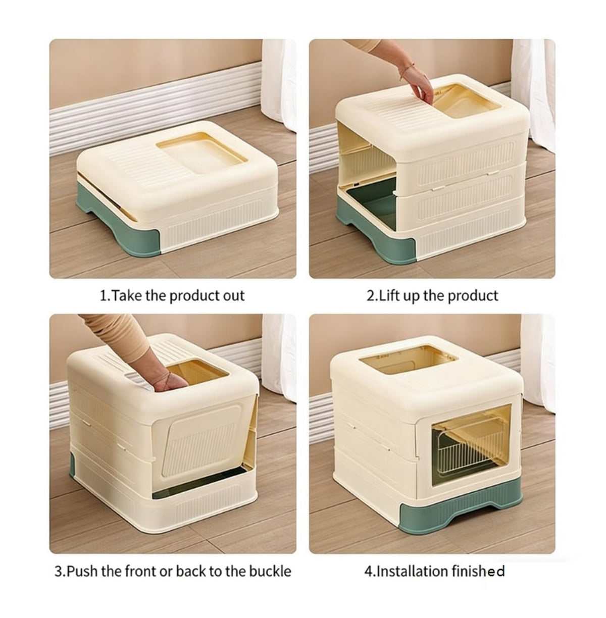 Fully Enclosed Cat Litter Box with Lid and Drawer I407831