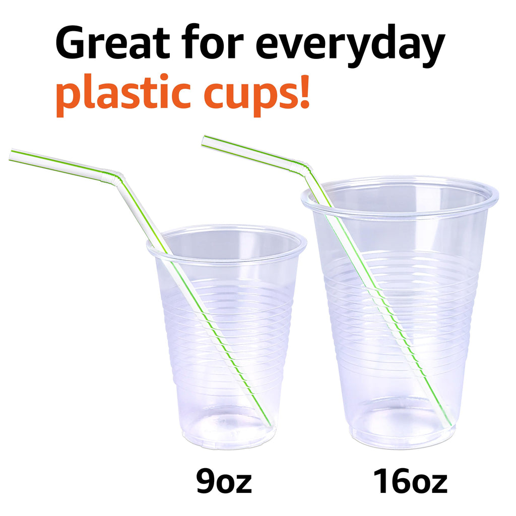 Disposable Striped Plastic Flex Straws, 100 Count P2596