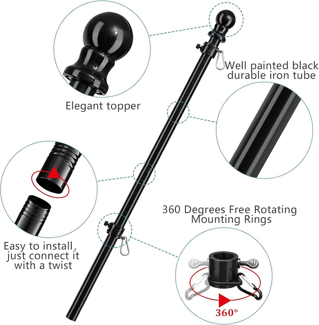 Black 5ft Tangle Free Metal Flag Pole W672716