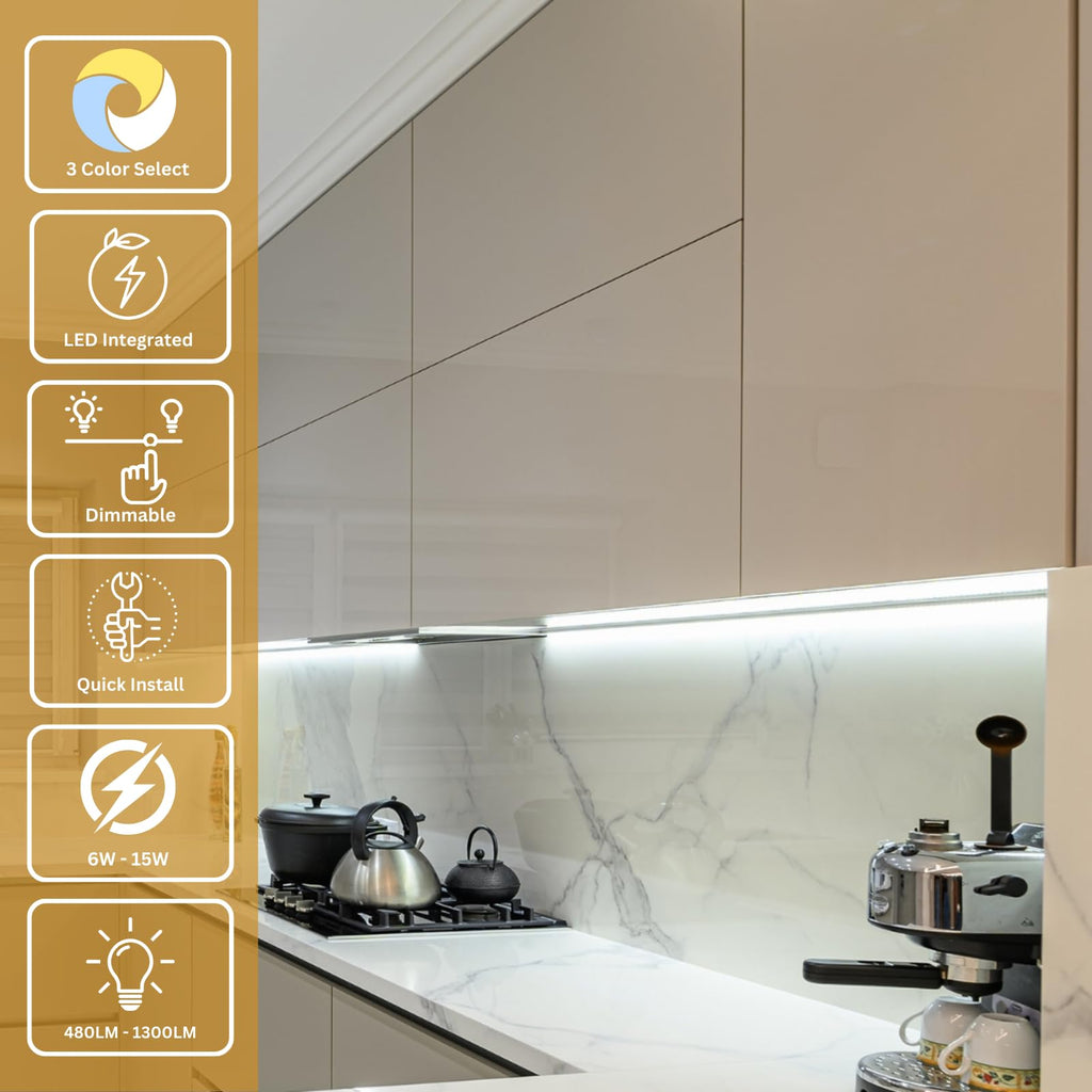 24-Inch LED Under Cabinet Light, Dimmable Color Selectable, 11W, White G193964