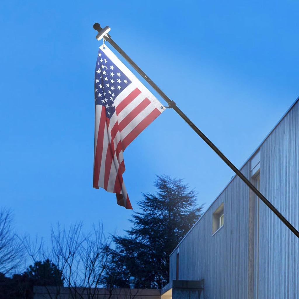2 Pack 6FT Black Stainless Steel Flag Pole Kit with Solar Light L158