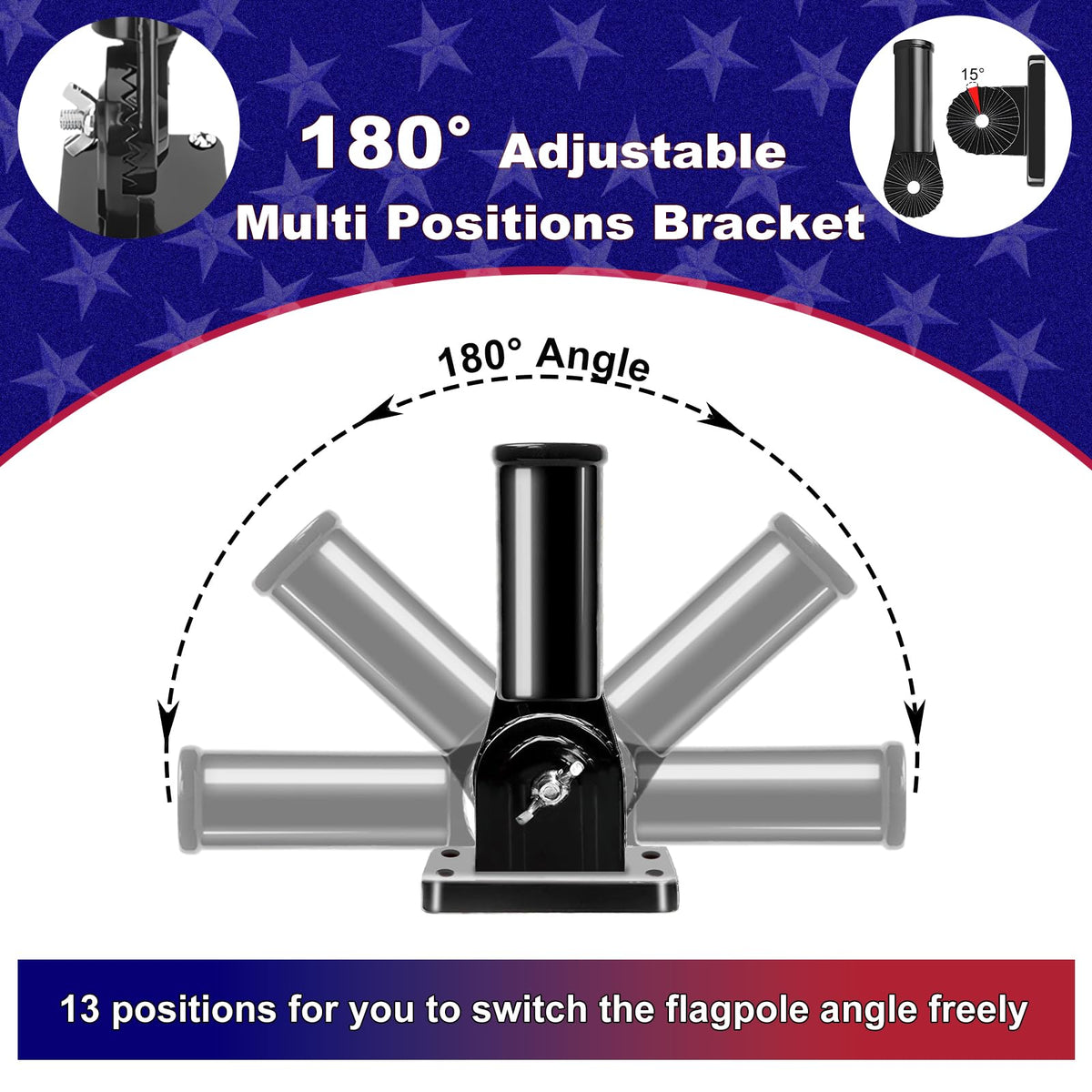 2 Pack 6FT Black Stainless Steel Flag Pole Kit with Solar Light L158