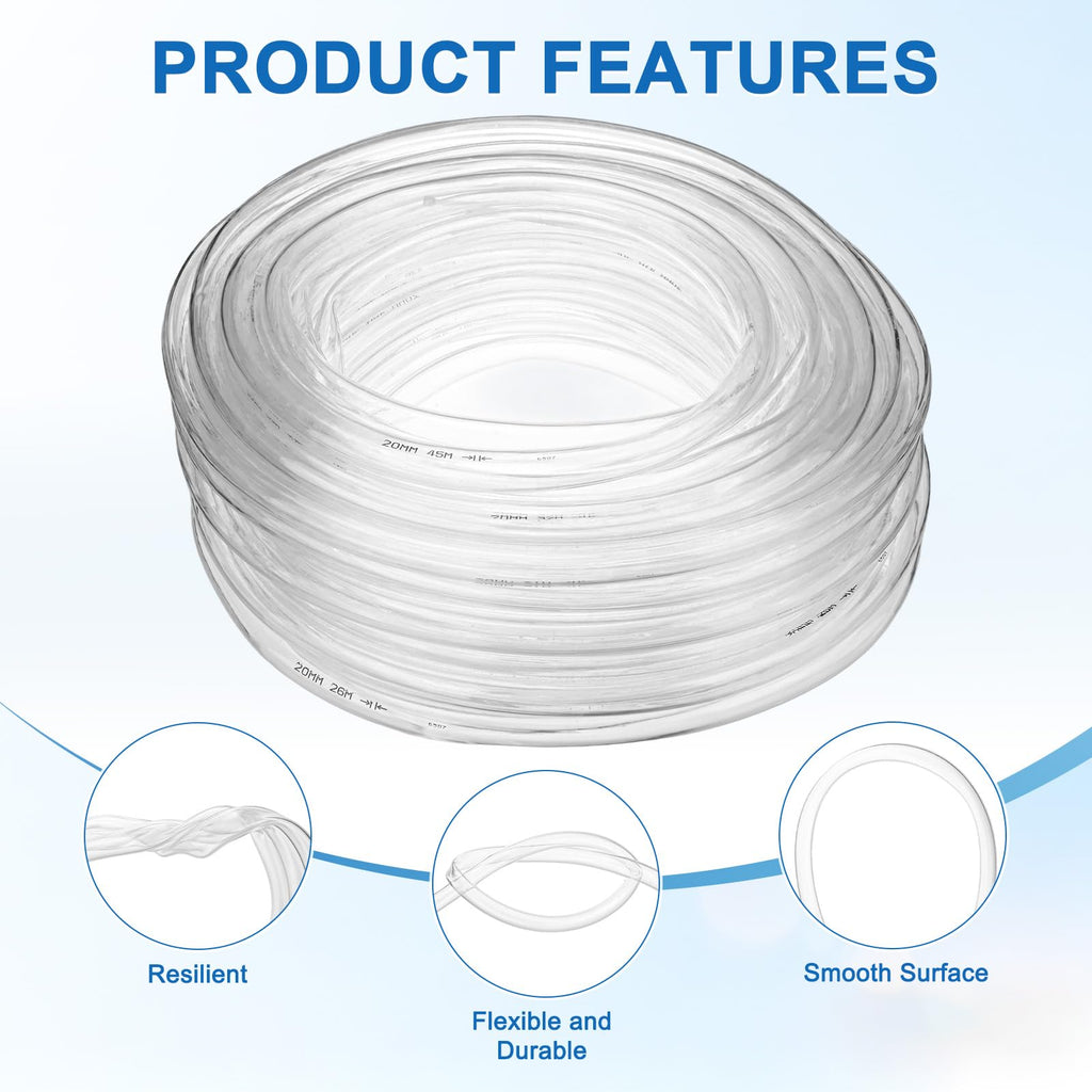 Clear 3/4" ID x 1" OD 100ft Flexible Vinyl Tubing L1529