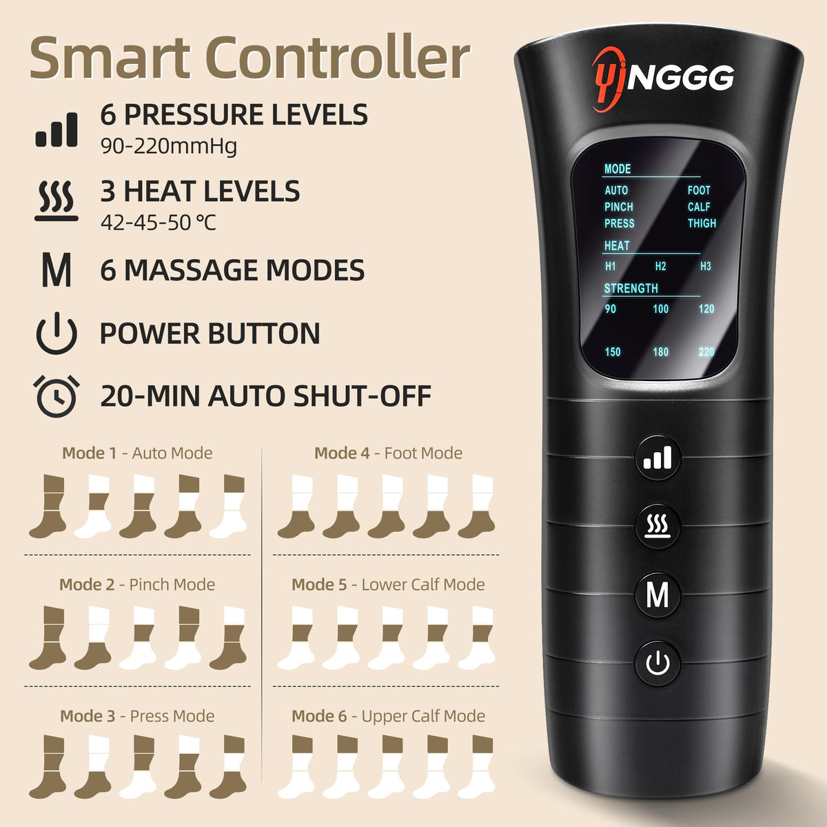 Leg Compression Massager with Heat, Foot & Calf Massager Boots T504