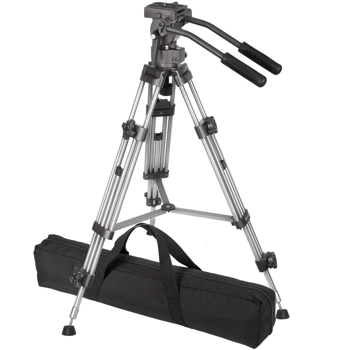 55" 65mm Video Camera Tripod with Fluid Drag Head and Carry Bag V1608
