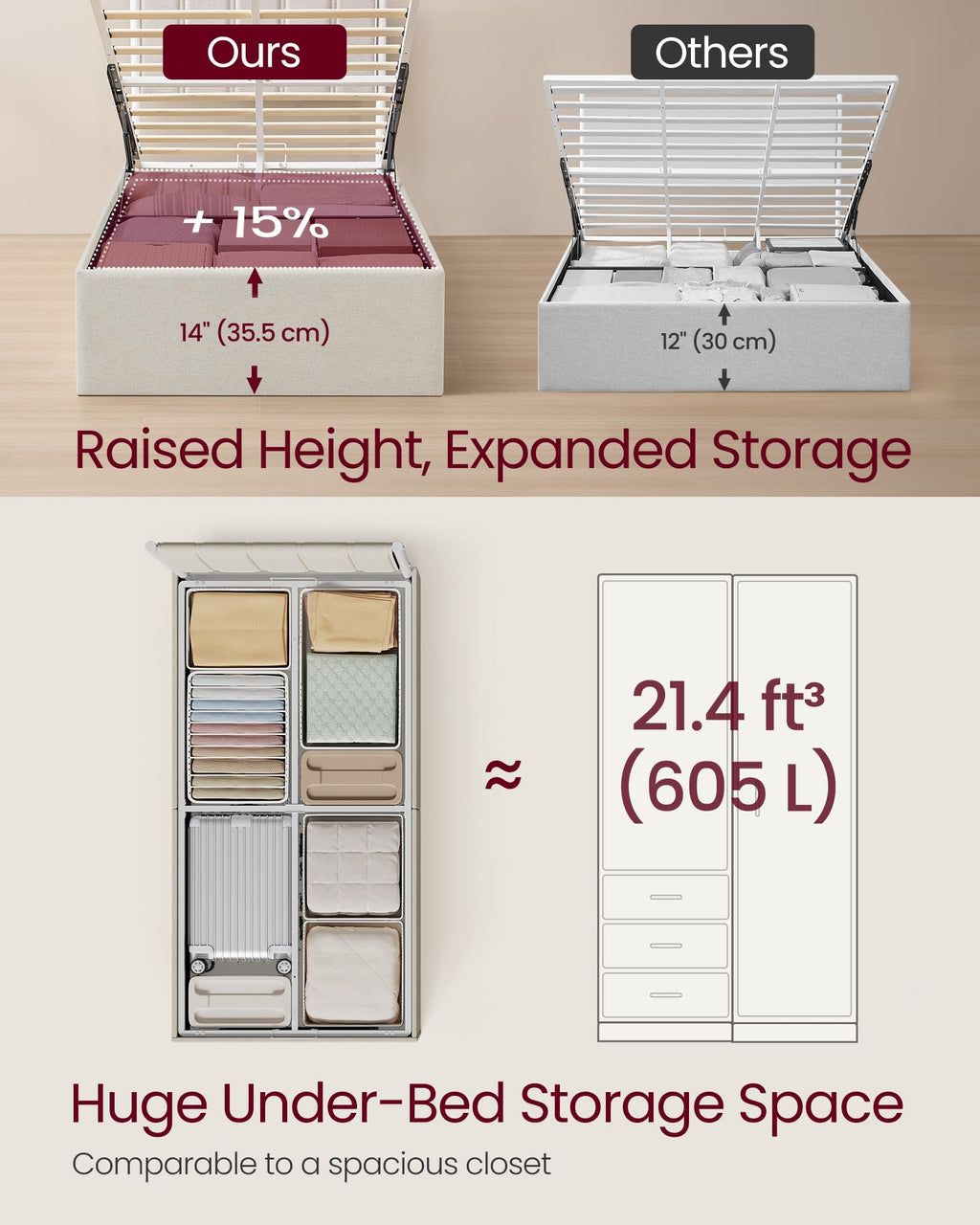 Twin Size Upholstered Lift Up Storage Bed Frame P955956