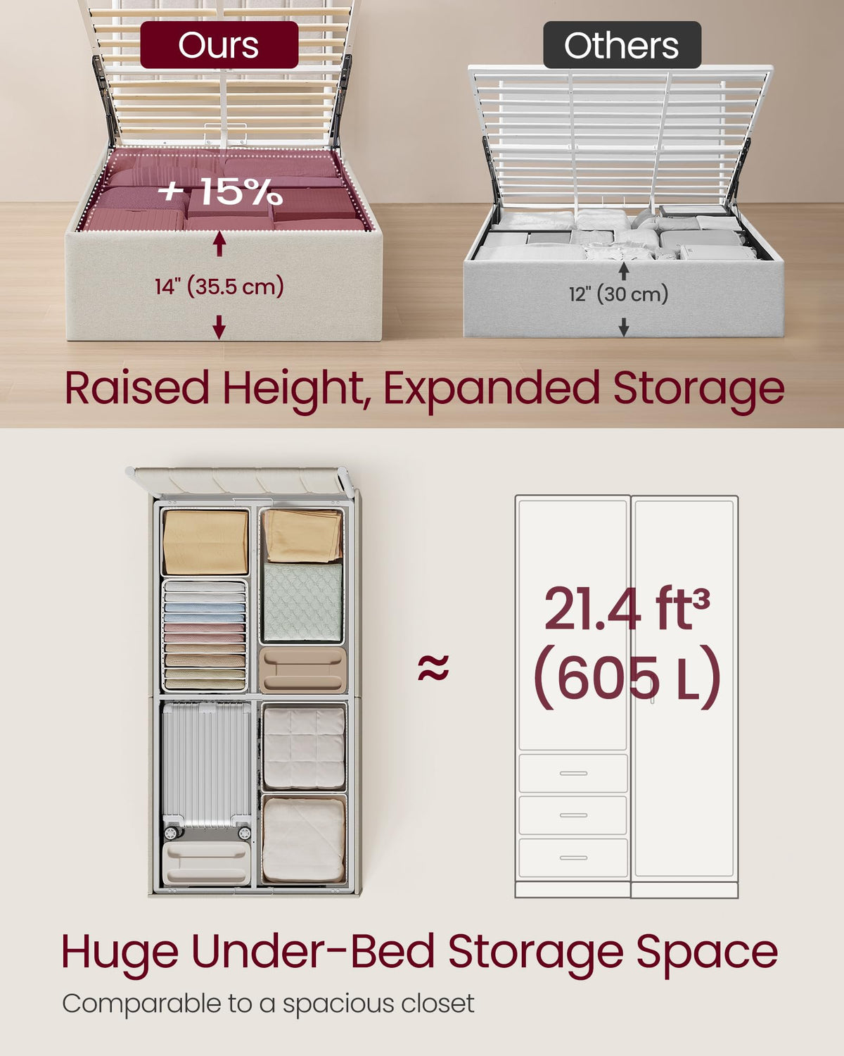Twin Size Upholstered Lift Up Storage Bed Frame P955956