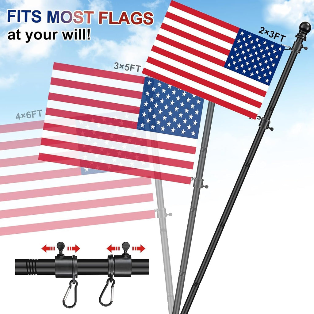 Black 5ft Tangle Free Metal Flag Pole W672716
