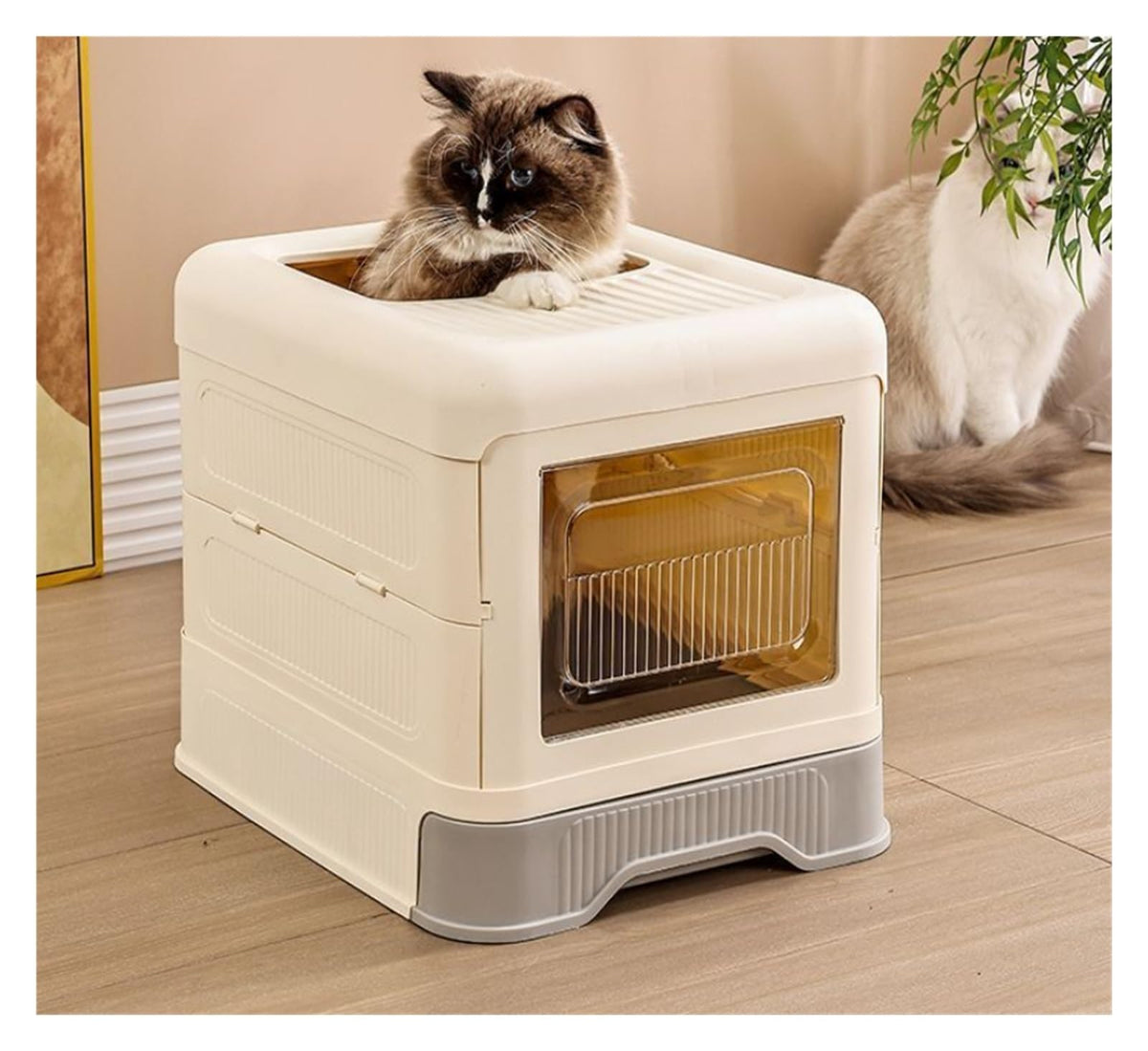 Fully Enclosed Cat Litter Box with Lid and Drawer I407831