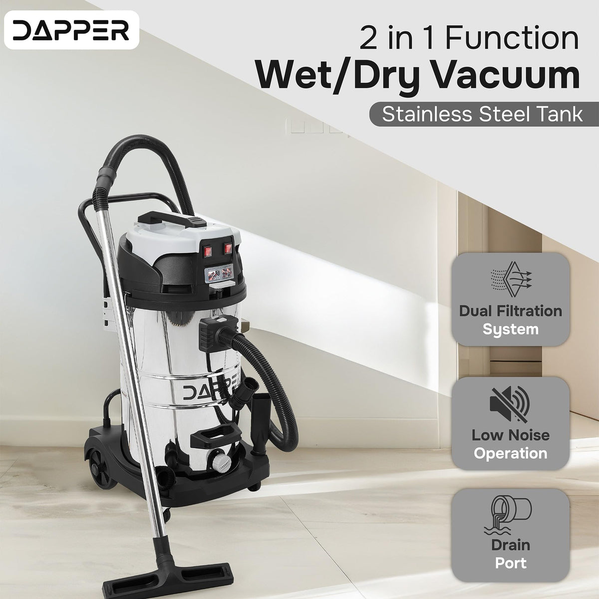 21 Gallon 8.5 Peak HP Stainless Steel Wet/Dry Shop Vacuum R471407
