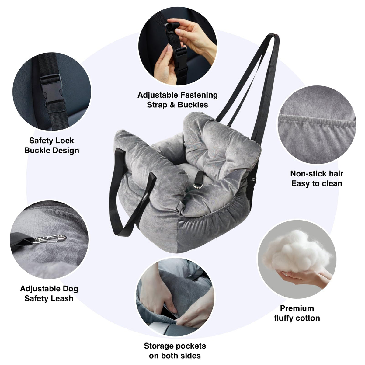 Gray Pet Car Booster Seat for Small Dogs up to 25 lbs P683414