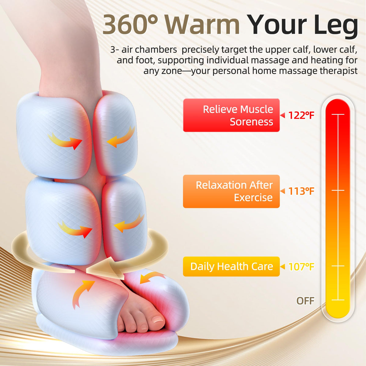 Leg Compression Massager with Heat, Foot & Calf Massager Boots T504