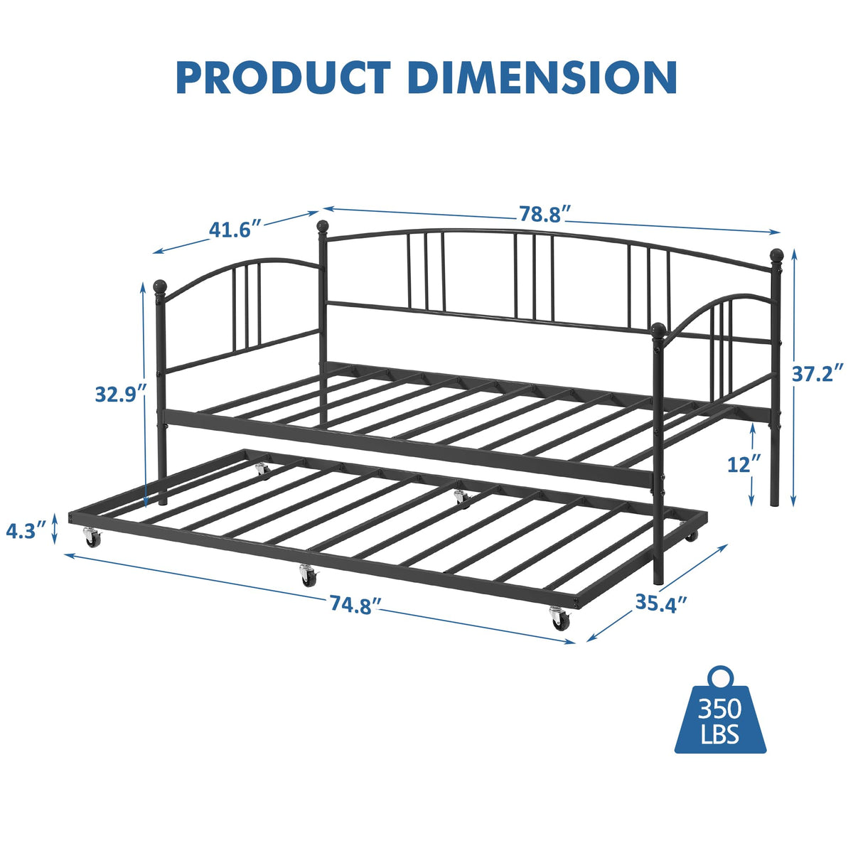 Twin Metal Daybed with Trundle Z39800